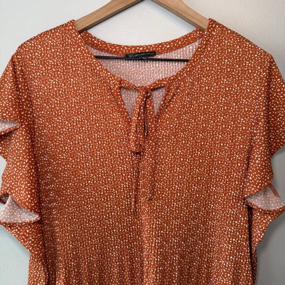 Adrianna Papell Women's Flutter Sleeve Tie Front Printed Blouse Size X-Large - Picture 2 of 6